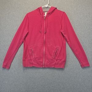 Y2K Green Tea Angels Zip Up Hoodie Women’s Medium Pink Throwback